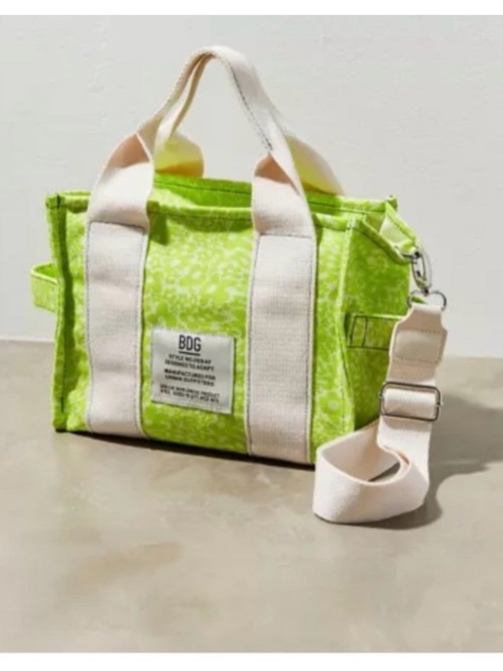 Urban Outfitters BDG Lime Green Canvas Crossbody with Cream Straps